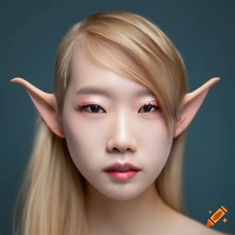 Young Chinese woman with elf ears and blond hair on Craiyon