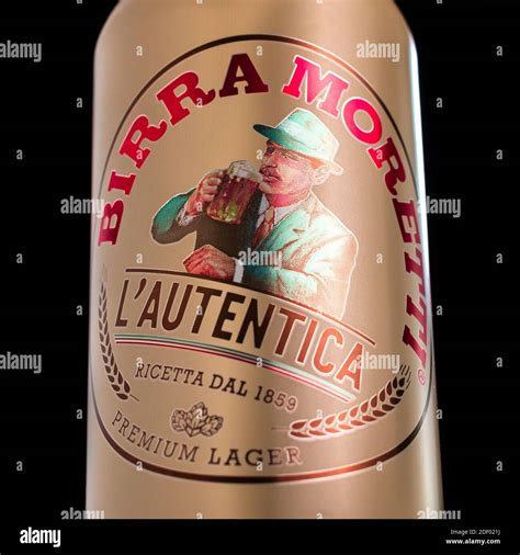 Birra Moretti, a premium lager beer produced by Italian brewing company ...