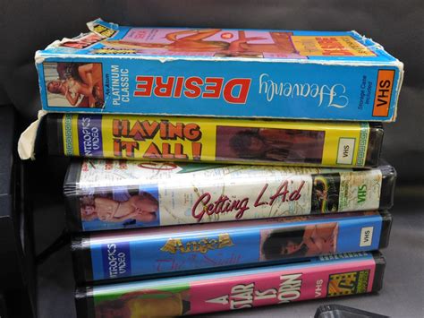 Lot of 8 Vintage Adult Films VHS Tapes circa 1980s and JVC VCR Hi-Fi ...