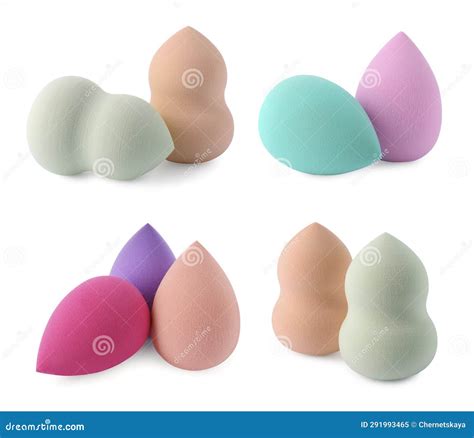 Set of Different Make-up Sponges Isolated on White Stock Image - Image ...