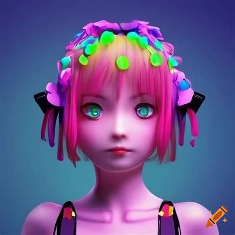 Vibrant 3d anime girl on Craiyon