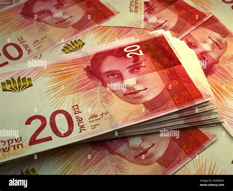 Money of Israel. Israeli new shekel bills. ILS banknotes. 20 shekels ...