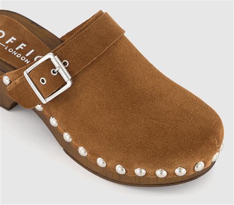 OFFICE Magda Clog Mules Tan Suede - Mid Heels