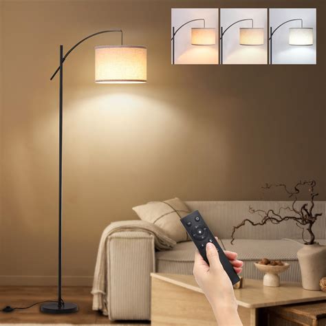 FIMEI 73.8'' Arc Floor Lamp, with 9w Bulb, Stepless Dimming & 3 Color ...