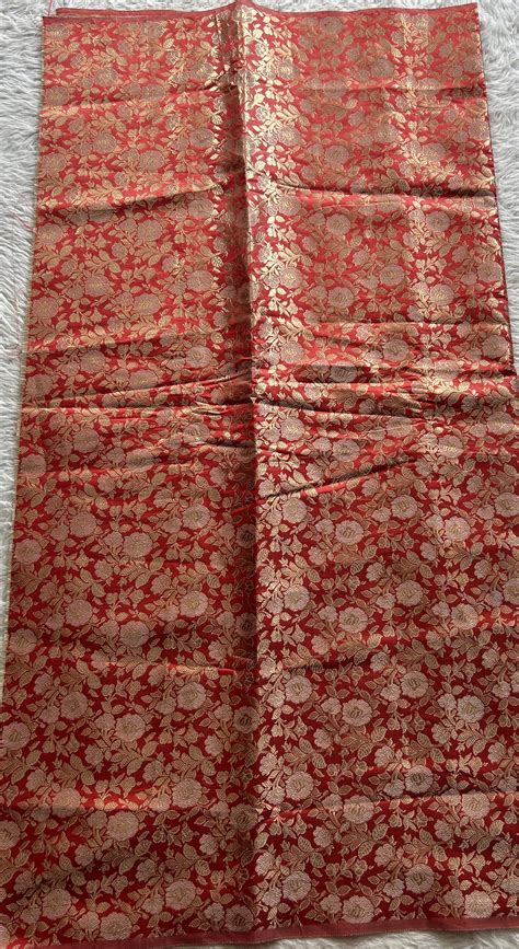 Banarasi Blouse Piece Peachish Red Color with a Zari Weaving ...