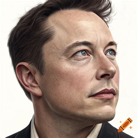 Photorealistic portrait of Elon Musk looking up and to the right. on ...