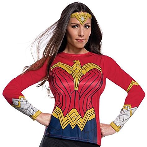 Justice League Womens Wonder Woman Adult Superhero Costume Top Shirt-L ...