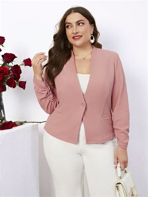 SHEIN Clasi Women's Plus Size Ruffle Sleeve Blazer | SHEIN USA