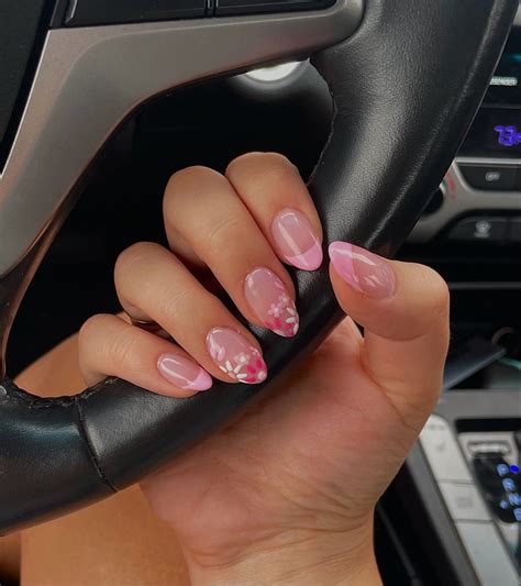 Pink flower nails | Pink nails, Gel nails, Acrylic nails