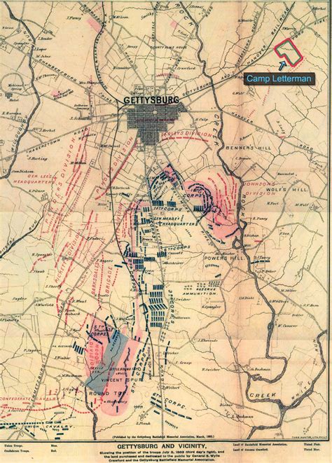 Historical Map of Gettysburg Battlefield