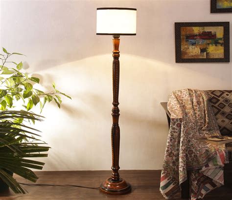 Buy Drum Designer Fashionable Wooden Carving Floor Lamp (White) at 31% ...