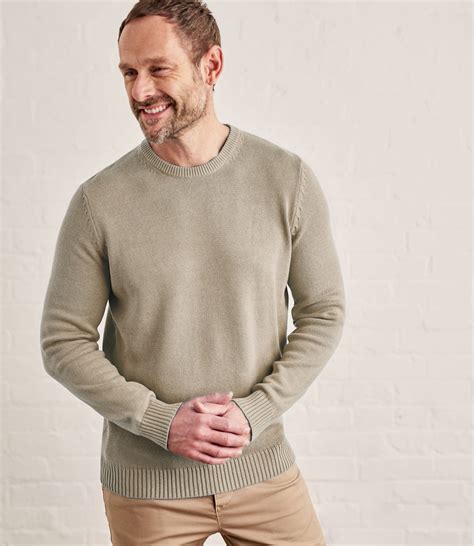 Oatmeal | 100% Cotton Crew Neck Sweater | WoolOvers US