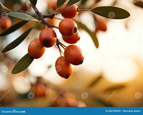 Olive Oil And Olive Berries Are On The Wooden Table Under The Olive ...