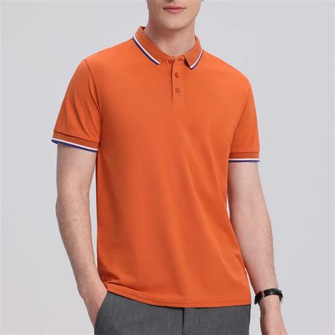 Fznquz Mens Tall Polo Shirts Dress Orange Basic Polo Summer Plain ...