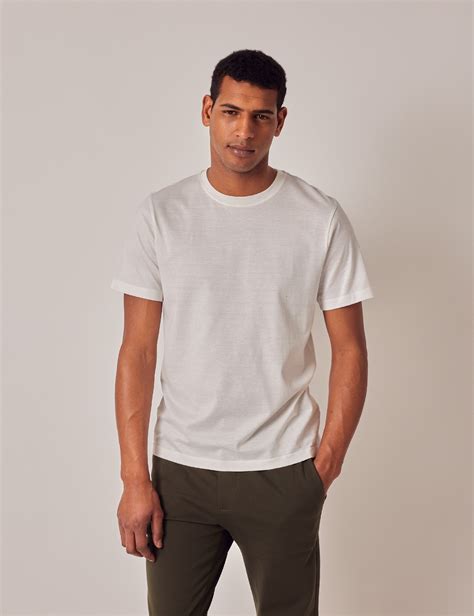 White Mercerised Cotton T-shirt | Hawes & Curtis