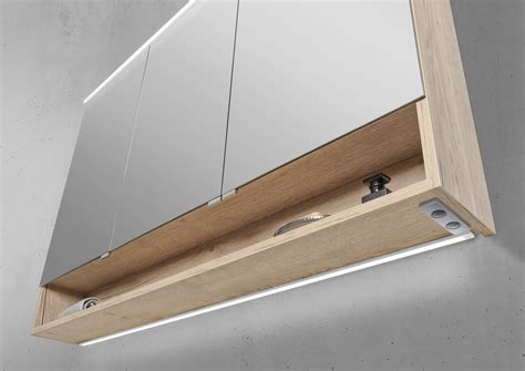 Spiegelschrank 120 cm mit offenem Fach MULTI Light LED Beleuchtung Doppelspiegeltüren | SPS-OF-0003