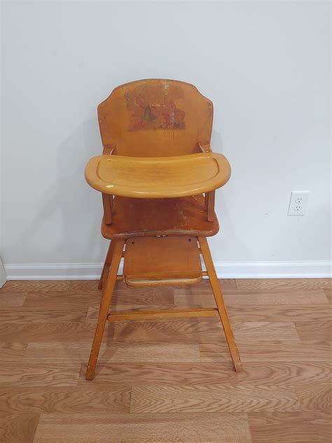 Vintage Wooden Baby High Chair Old High Chair Art Deco - Etsy