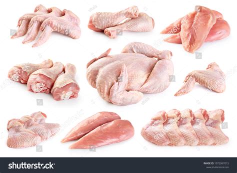 Fresh Raw Chicken Chicken Parts Isolated Stock Photo 1072067015 ...