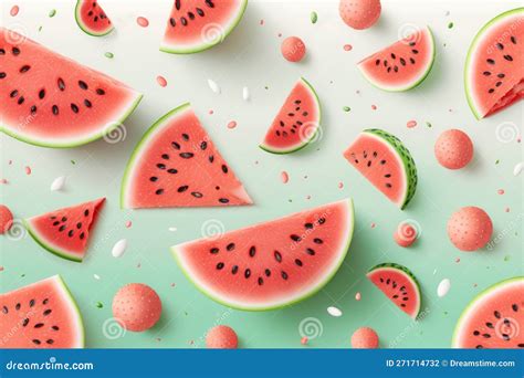 Seamless Watermelons Pattern. Background with Watercolor Watermelon ...