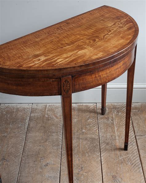 Satinwood Card Table, georgian demi lune table : Antique Card Tables UK ...