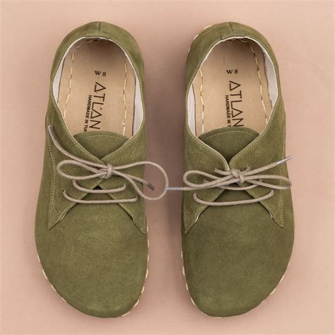 Women's Olive Green Oxfords - Turkish Minimalist Shoes – Atlantis ...