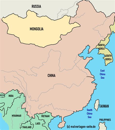 Map of East Asia - China - Korea - Japan | Jetzt kostenlos herunterladen