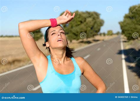 Tired Woman Sweating After Running Royalty Free Stock Images - Image: 34303769