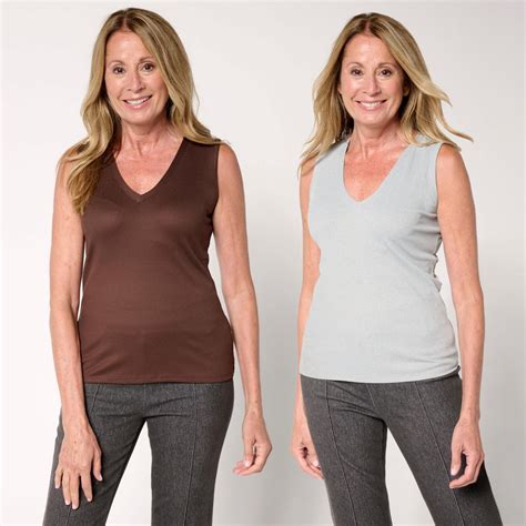 G by Giuliana 2-pack Ribbed Knit V-Neck Tanks | HSN