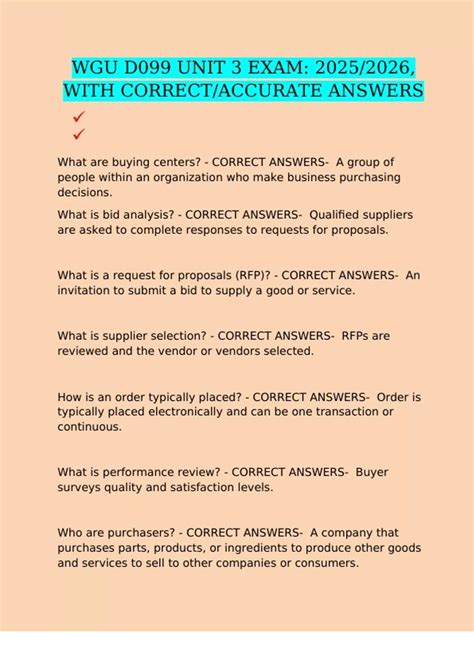 WGU D099 UNIT 3 EXAM: 2025/2026, WITH CORRECT/ACCURATE ANSWERS - WGU ...
