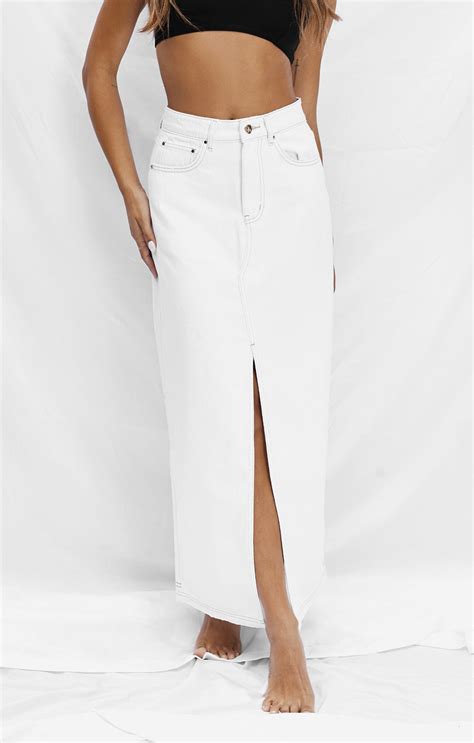 THE DENIM MAXI SKIRT - CRISP WHITE – All Things Golden