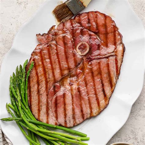 Bourbon Maple Grilled Ham Steak - The Wooden Skillet