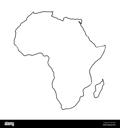 Africa hand drawn map, continent silhouette, stylized contour borders, black line Stock Vector ...