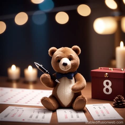 Bear Choosing Date on Calendar | Stable Diffusion Online