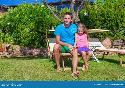 Father and Daughter at Tropical Vacation Having Stock Image - Image of ...