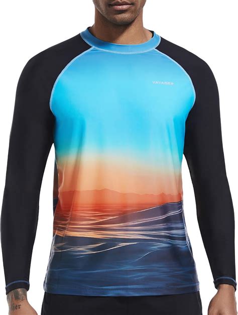 Amazon.com: VAYAGER Men's Swim Shirts UPF 50+ Rash Guard Long Sleeve ...