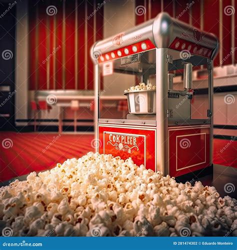 Popcorn Vending Machine in Cinema - Vintage Style Stock Illustration ...