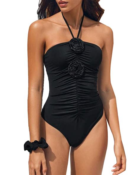 Snapklik.com : Womens Ruched One Piece Swimsuit Tummy Control Halter ...