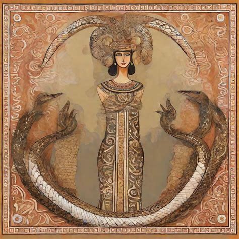 Ancient Minoan snake goddess - AI Generated Artwork - NightCafe Creator