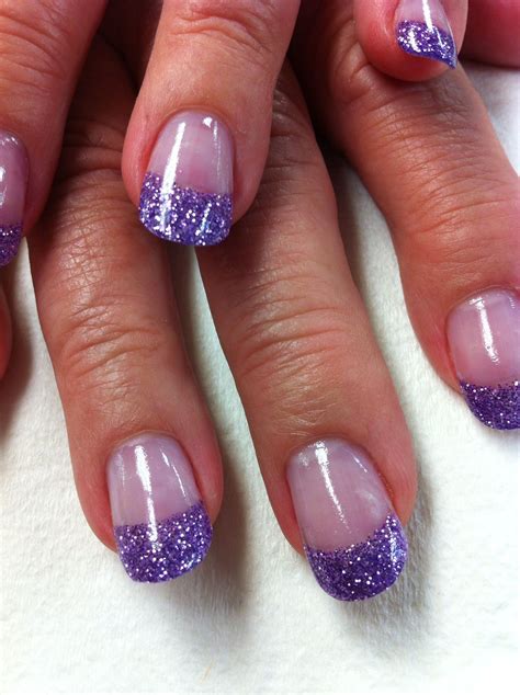 Purple Glitter French Tip Nails at Cody Chapple blog