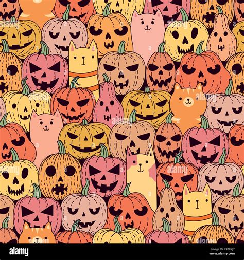 Pattern with pumpkins and cats Stock Vector Image & Art - Alamy