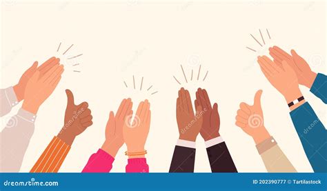 Hands Clapping, Applause And Thumb Up Gesture - Bravo. Congratulations ...