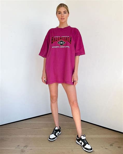 Kate Upton Posing in Balenciaga Shirt and Sneakers - Celeblr
