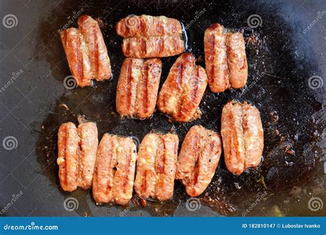 Small Bratwurst / Hot Dog Frankfurter Sausages Grilled on Electric ...