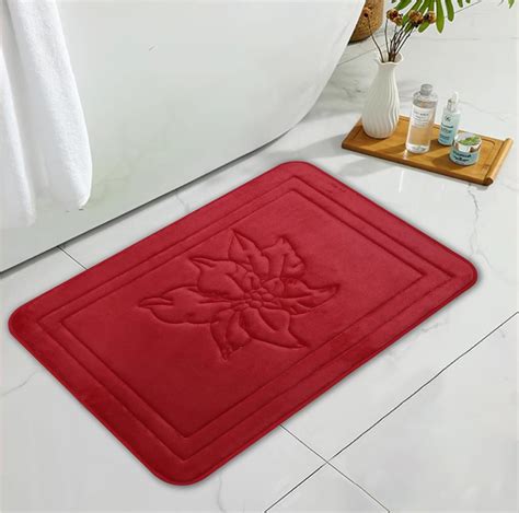 Serafina Home Christmas Poinsettia Memory Foam Mat, Red, Anti-Fatigue ...