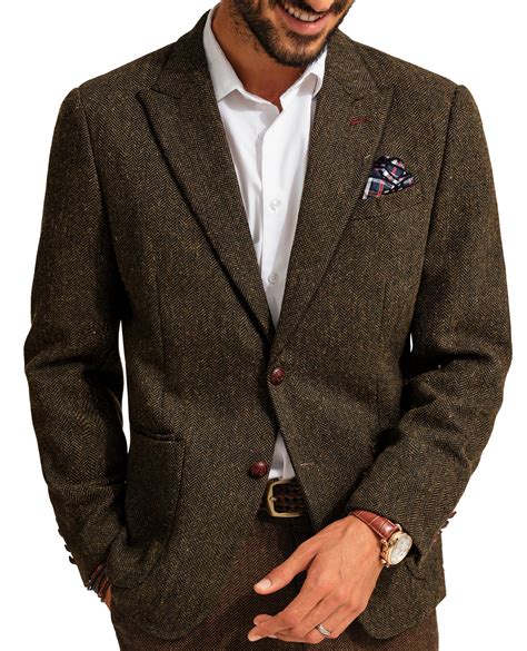 PJ PAUL JONES Mens Herringbone Tweed Blazer Jacket Regular Fit Wool Two ...