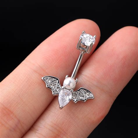 14g pearl bat belly button ring belly ring belly jewelry navel ring ...