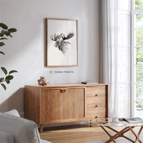 Vintage Moose Sketch Art, Rustic Cabin Decor, Antique Wall Art Print ...