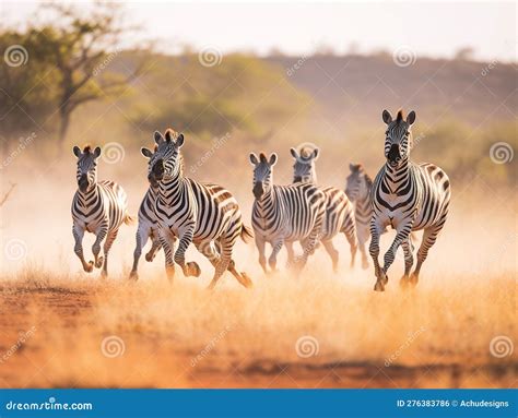 A Group Of Zebras Running Across The Plains Stock Photo | CartoonDealer ...