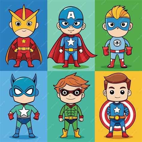 Premium Vector | Adorable Superhero Cartoon Characters A Collection of ...