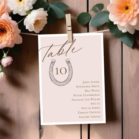 Script Horseshoe Table Number Seating Chart Cards | Zazzle in 2025 ...